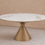 Liang & Eimil Ditta Dining Table – White Marble Effect and Antique Gold