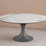 Liang & Eimil Stella Dining Table – White Marble Effect and Antique Silver