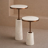 Liang & Eimil Notto Side Table (Set of 2) – White Marble & Antique Bronze
