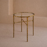 Liang & Eimil Cobra Side Table – Textured Antique Brass and Glass