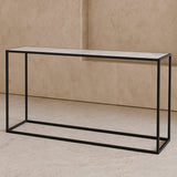 Liang & Eimil Noto Console Table – Carrara Marble and Black Textured Metal