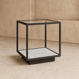 Liang & Eimil Belmon Side Table – Carrara Marble and Black Textured Metal