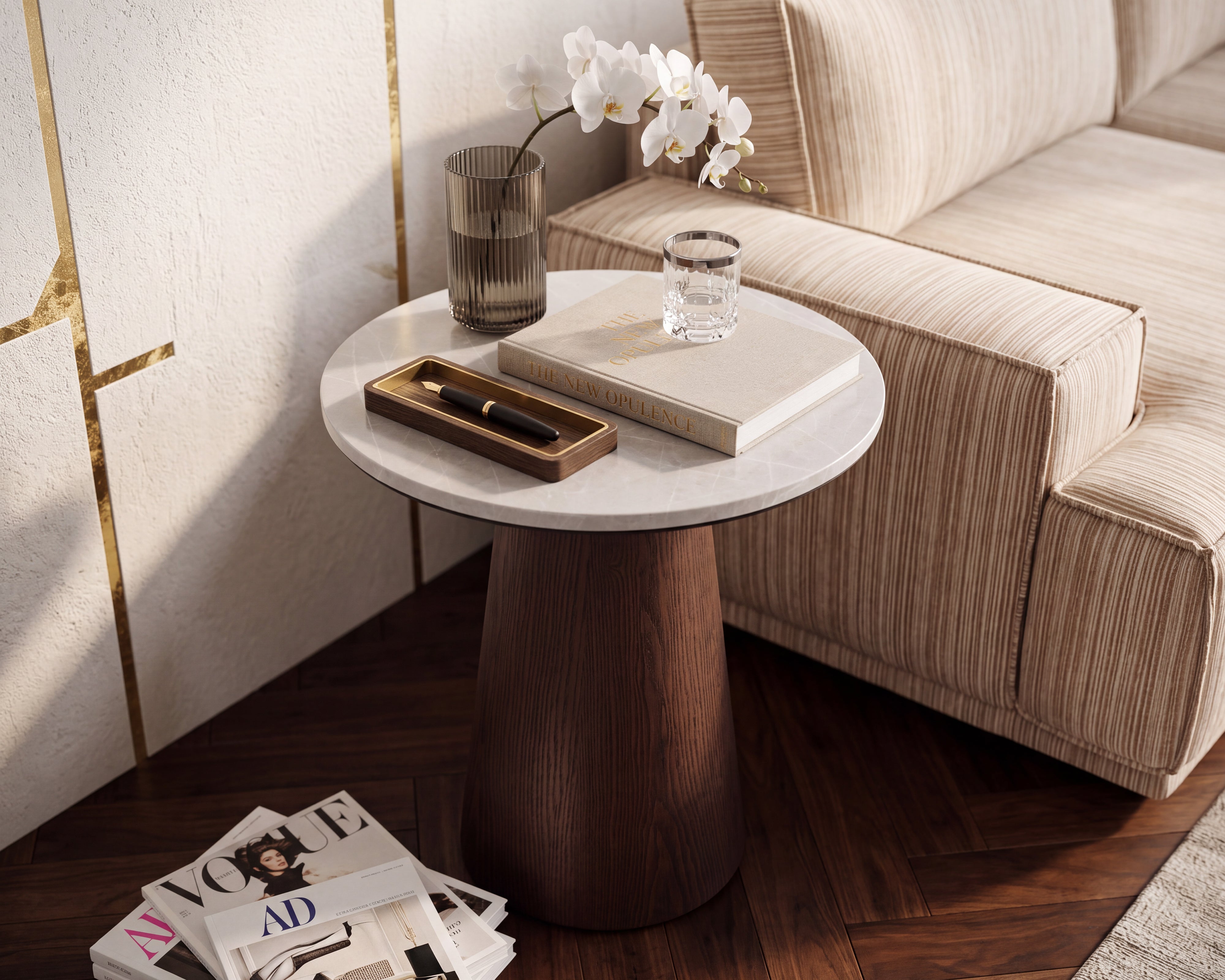 Liang & Eimil Emilio Side Table – Dark Brown & Beige Marble