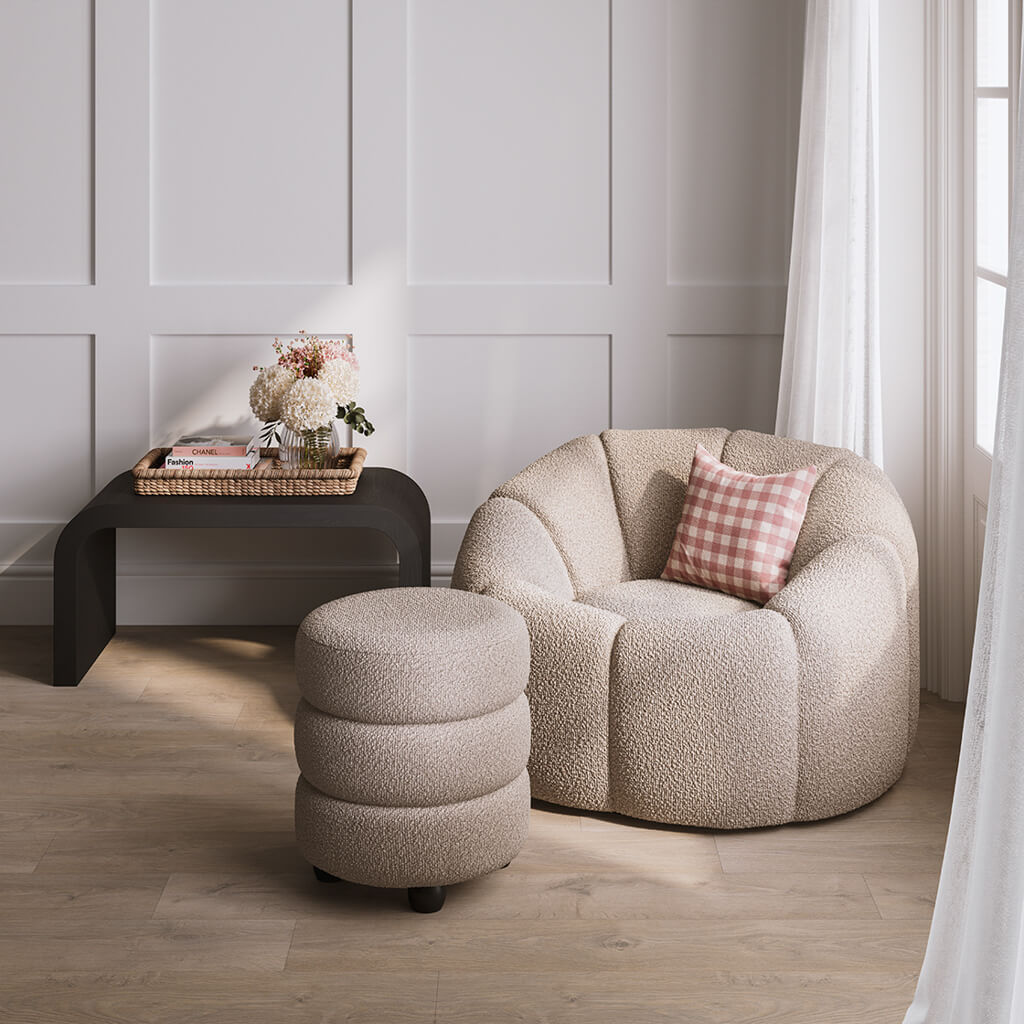 LPD Home Emi Stool – Buff Boucle
