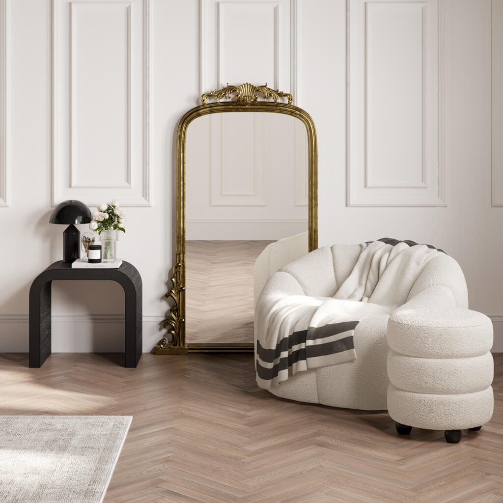 LPD Home Emi Stool – Ivory Boucle