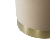LPD Home Lara Beige Velvet Pouffe – Small