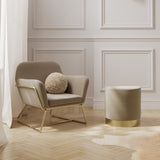 LPD Home Lara Beige Velvet Pouffe – Small