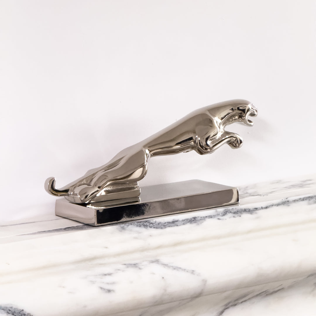 Large Nickel Jaguar Desk Decoration