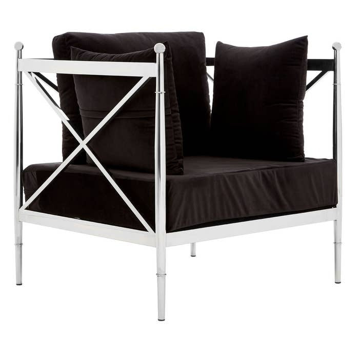 Laurent Chair with X-Frame and Metallic Silver Finish