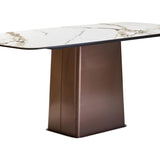 Leandro Dining Table – White Ceramic Marble Effect