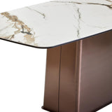 Leandro Dining Table – White Ceramic Marble Effect