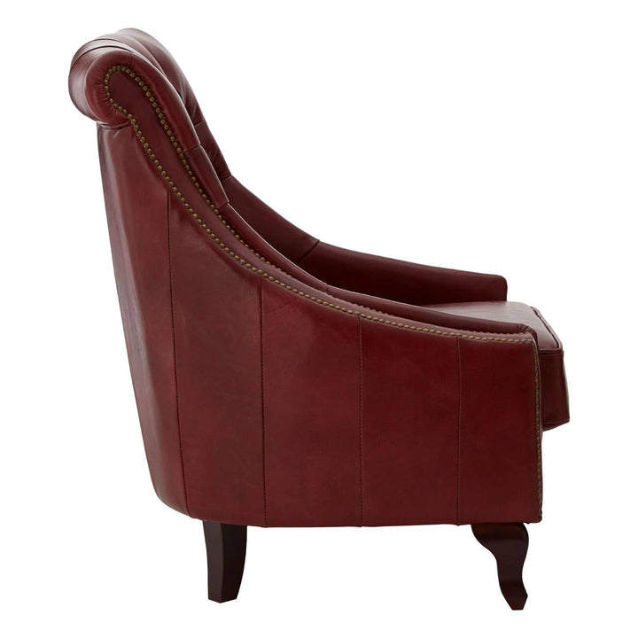 Leopold Studded Armchair – Red Leather