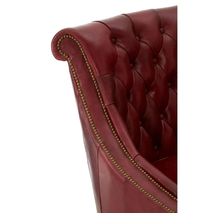 Leopold Studded Armchair – Red Leather