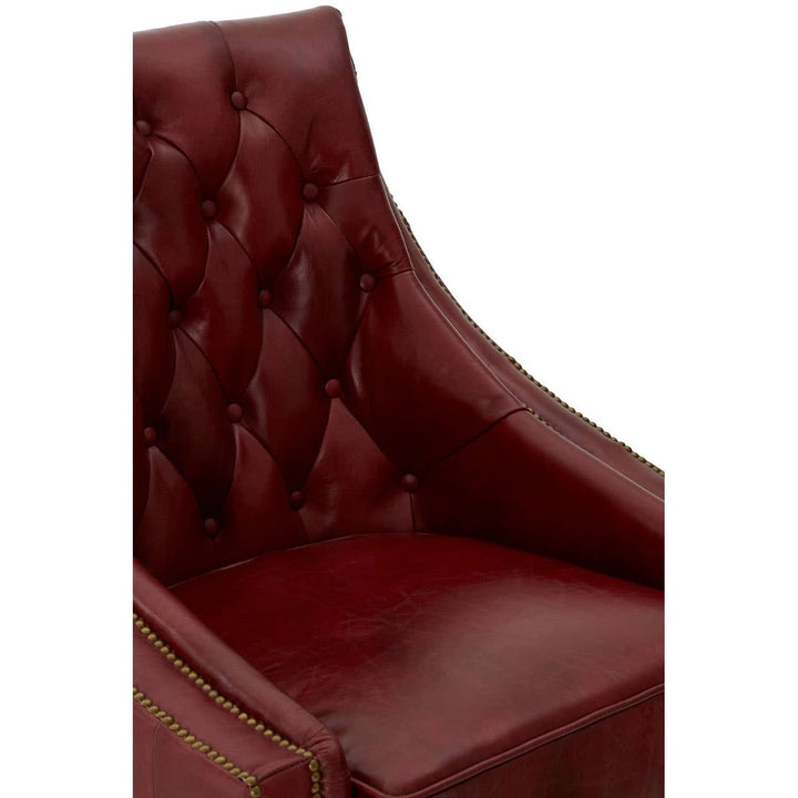 Leopold Studded Armchair – Red Leather