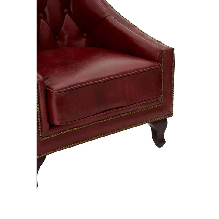 Leopold Studded Armchair – Red Leather