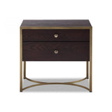 Liang & Eimil Rivoli Bedside Table with Chocolate Brown Ash Veneer and Brass - Excess Stock