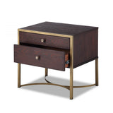 Liang & Eimil Rivoli Bedside Table with Chocolate Brown Ash Veneer and Brass - Excess Stock