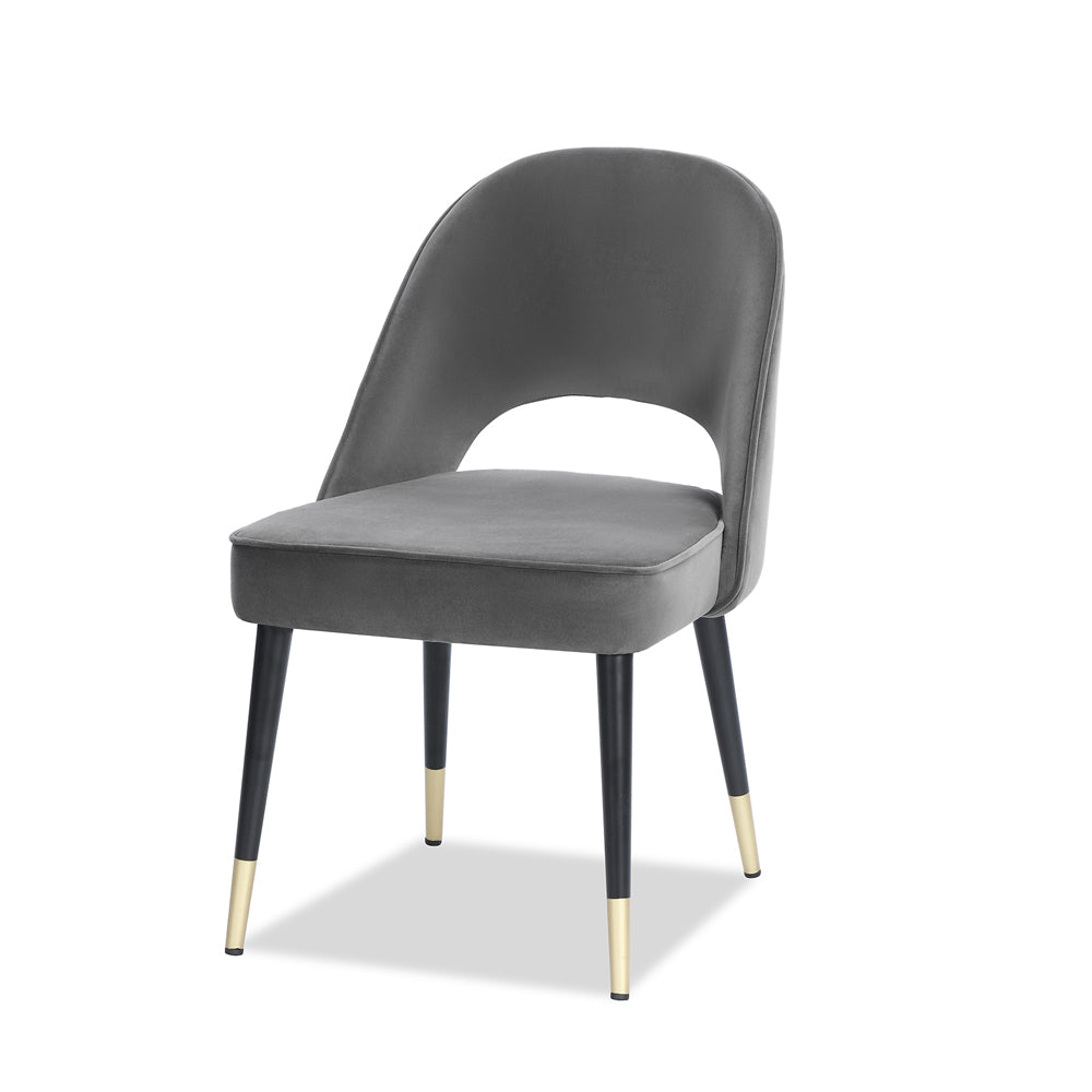 Liang & Eimil Yves Dining Chair with Kaster Slate Velvet Set of 2 - Excess Stock