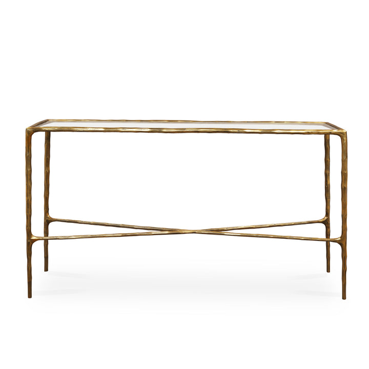 Liang & Eimil Cobra Console Table – Textured Antique Brass and Glass