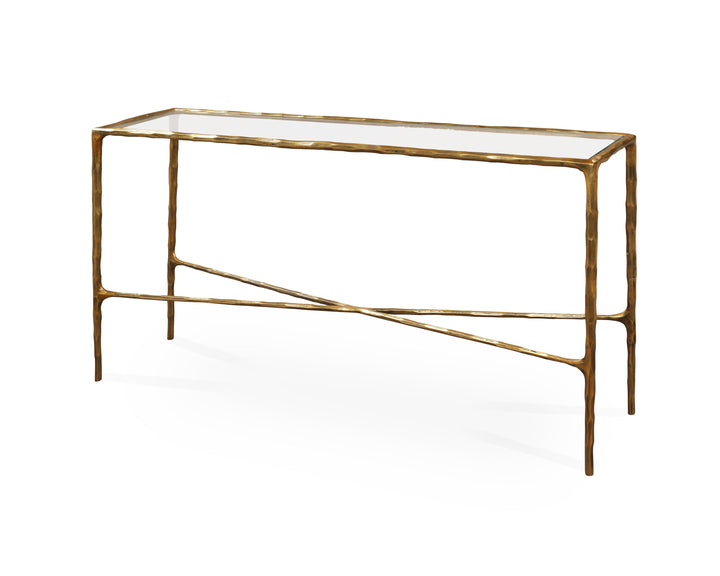 Liang & Eimil Cobra Console Table – Textured Antique Brass and Glass