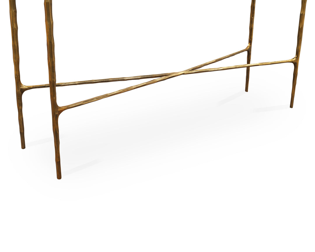 Liang & Eimil Cobra Console Table – Textured Antique Brass and Glass