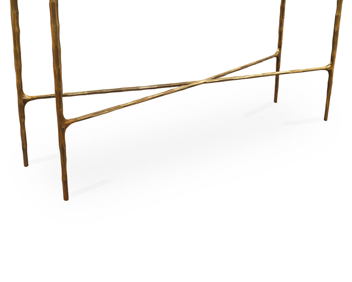 Liang & Eimil Cobra Console Table – Textured Antique Brass and Glass