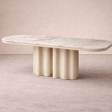 Liang & Eimil Corinthian Large Dining Table – Kaka Gold Natural Marble & Gloss Ivory
