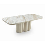 Liang & Eimil Corinthian Large Dining Table – Kaka Gold Natural Marble & Gloss Ivory