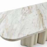 Liang & Eimil Corinthian Large Dining Table – Kaka Gold Natural Marble & Gloss Ivory