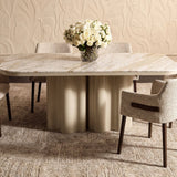 Liang & Eimil Corinthian Large Dining Table – Kaka Gold Natural Marble & Gloss Ivory