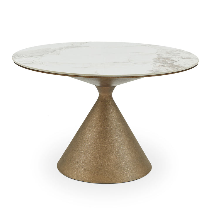 Liang & Eimil Ditta Dining Table – White Marble Effect and Antique Gold