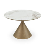Liang & Eimil Ditta Dining Table – White Marble Effect and Antique Gold