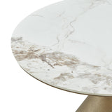 Liang & Eimil Ditta Dining Table – White Marble Effect and Antique Gold