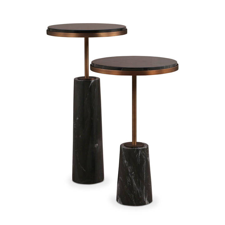 Liang & Eimil Notto Side Table (Set of 2) – Black Marble & Antique Bronze