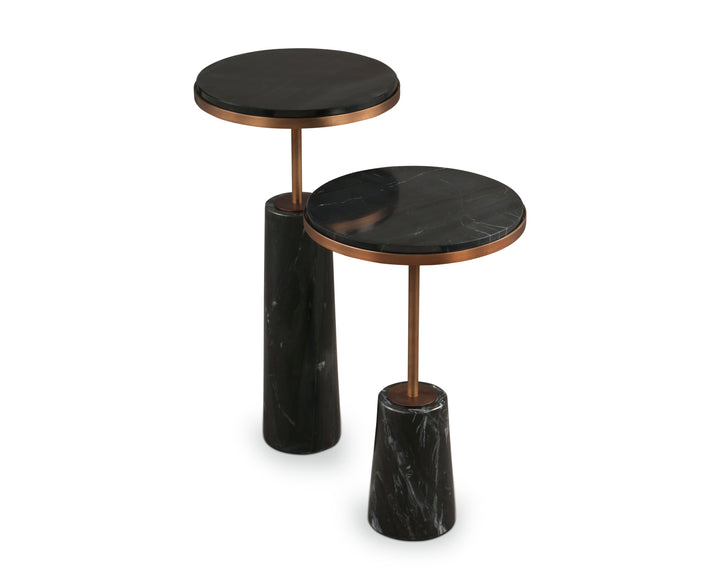 Liang & Eimil Notto Side Table (Set of 2) – Black Marble & Antique Bronze