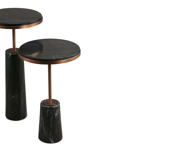 Liang & Eimil Notto Side Table (Set of 2) – Black Marble & Antique Bronze