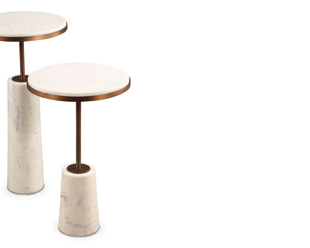 Liang & Eimil Notto Side Table (Set of 2) – White Marble & Antique Bronze