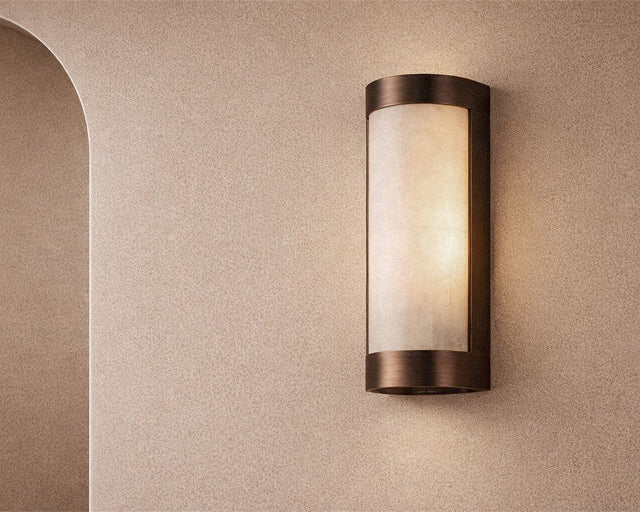 Liang & Eimil Verta IP44 Wall Light - Natural Selenite Glass and Brushed Bronze