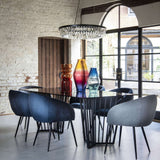 Libra Interiors Abington Dining Table with Black Frame and Tinted Glass