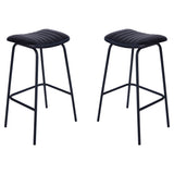 Libra Interiors Arthur Bar Stool in Charcoal Grey Leather – Set of 2
