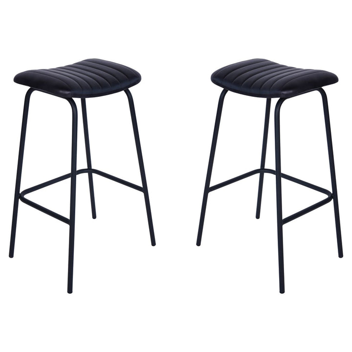 Libra Interiors Arthur Bar Stool in Charcoal Grey Leather – Set of 2