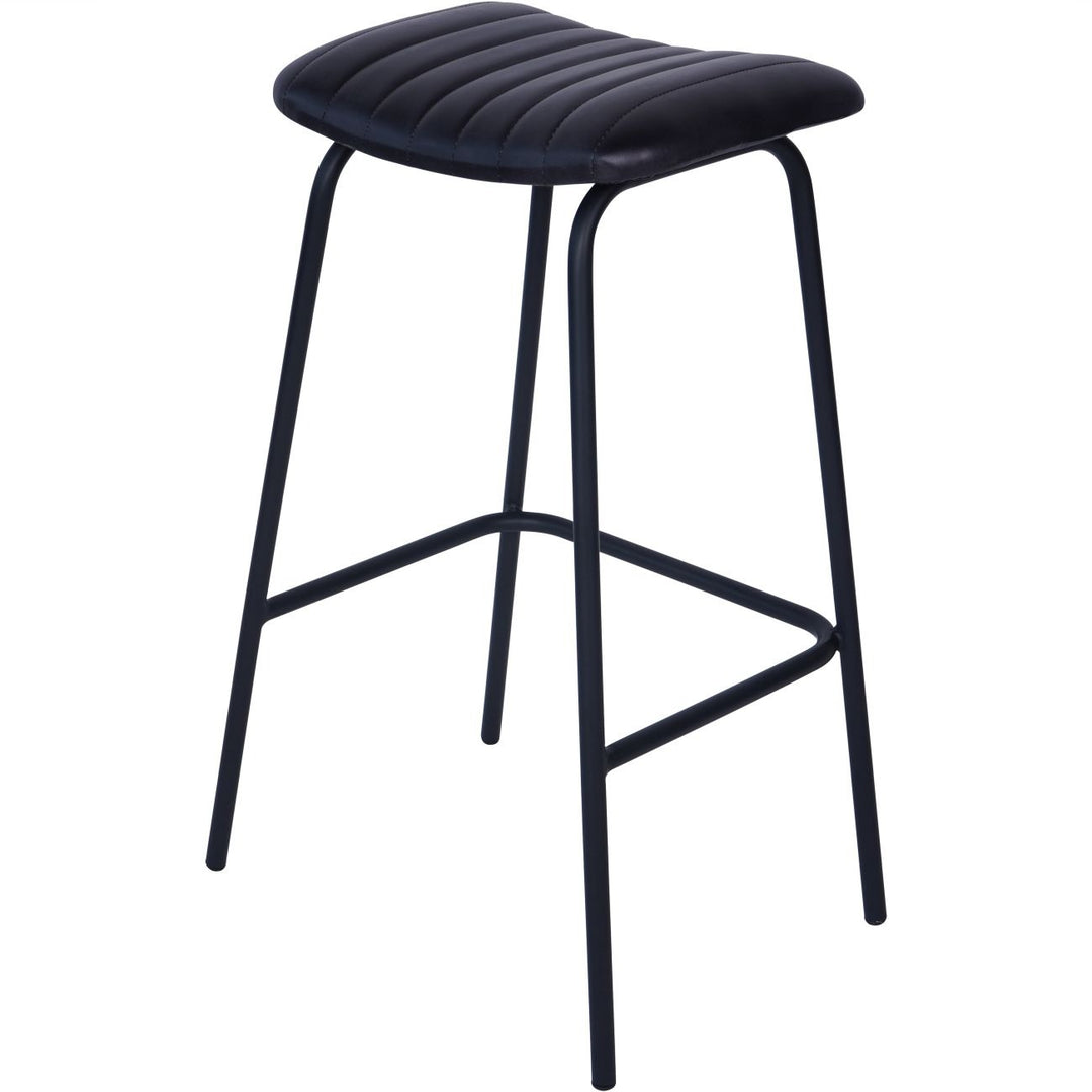 Libra Interiors Arthur Bar Stool in Charcoal Grey Leather – Set of 2