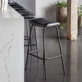 Libra Interiors Arthur Bar Stool in Charcoal Grey Leather – Set of 2