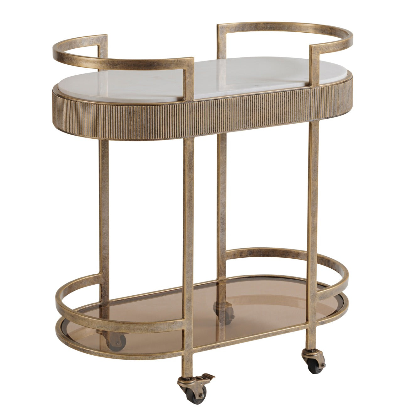 Libra Interiors Belvedere Drinks Trolley – Aged Gold