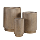 Libra Interiors Belvedere Floor Planters – Set of 3 – Aged Gold