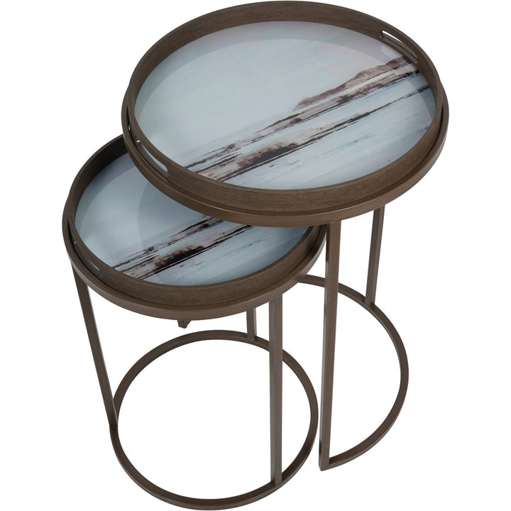 Libra Interiors Blurred Seascape Side Tray Tables