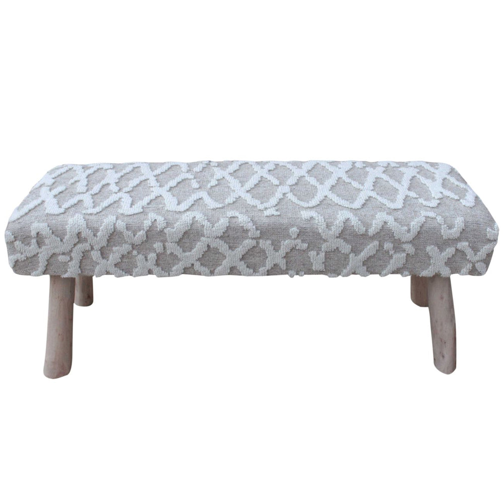 Libra Interiors Canna Knitted Bench – Beige and Ivory