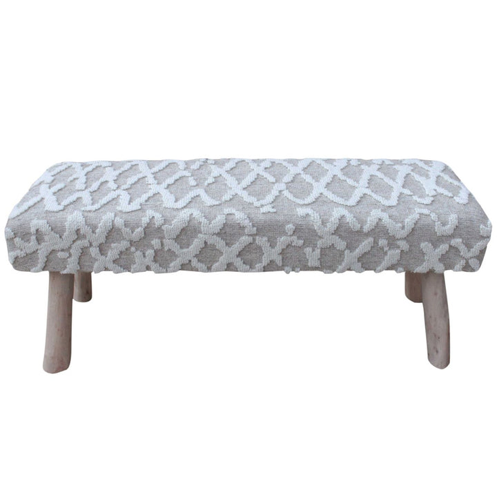 Libra Interiors Canna Knitted Bench – Beige and Ivory