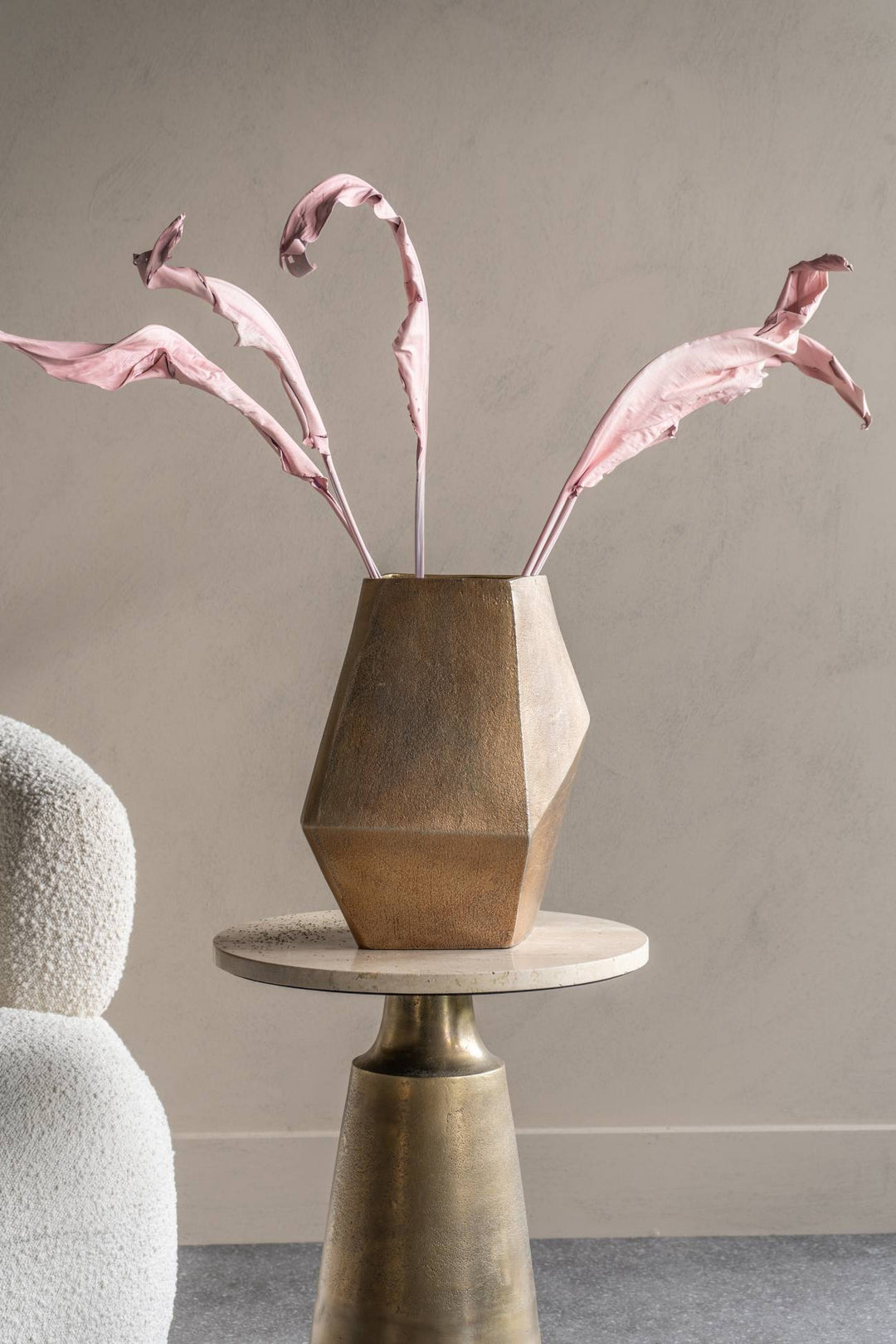 Libra Interiors Cast Aluminium Faceted Vase – Gold Finish