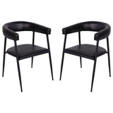 Libra Interiors Churchill Dining Chair in Charcoal Leather – Set of 2
